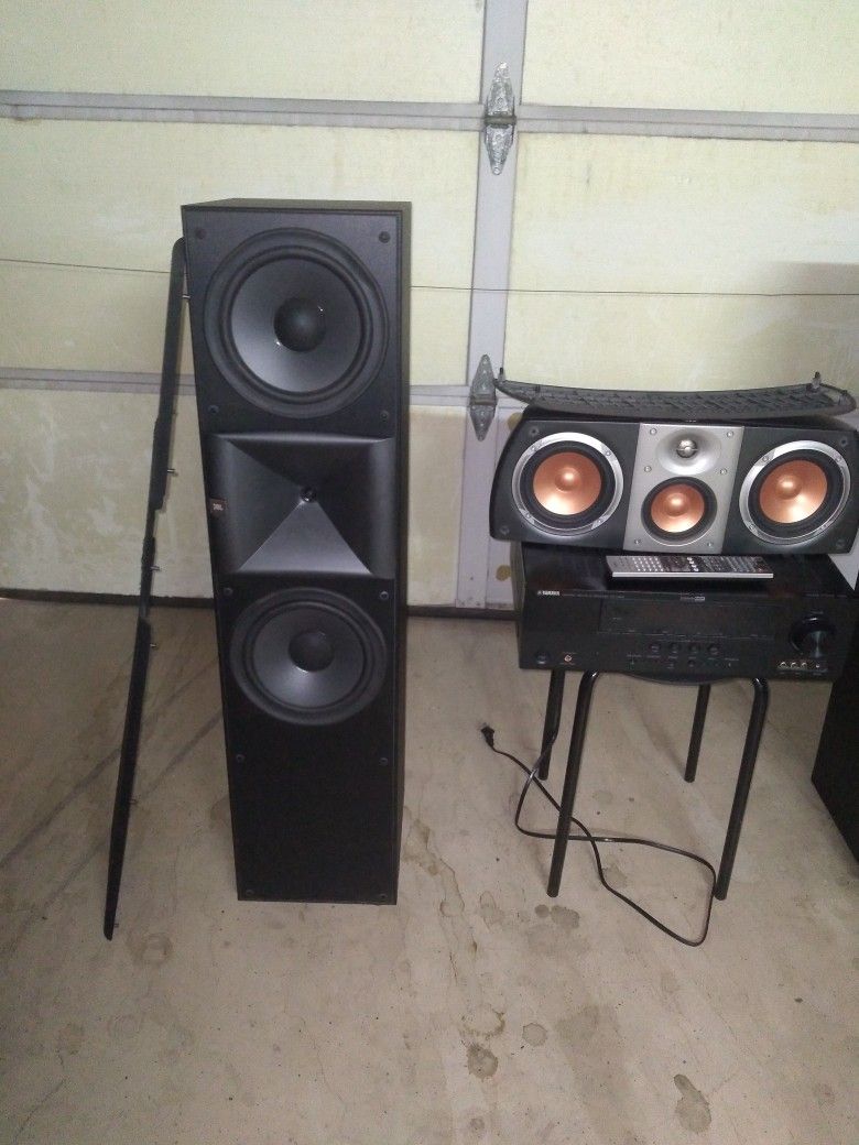 jbl hls820 speakers 8" woofers jbl s center yamaha rx v565 hdmi