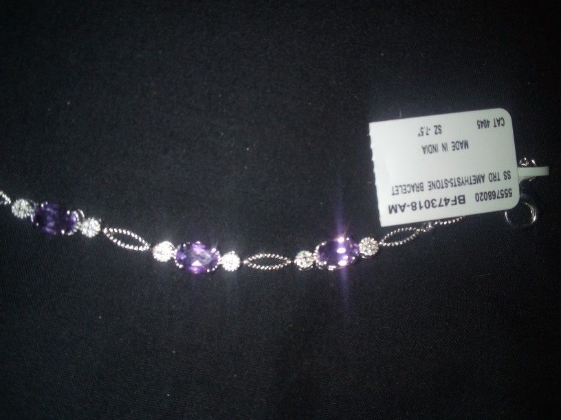 Amethyst And Diamond Tennis Bracelet