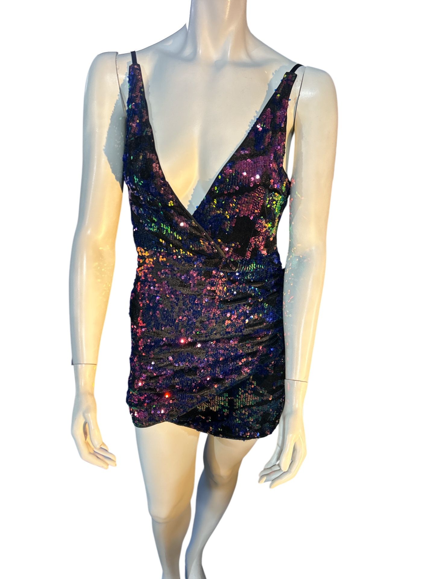 Sequins Short Cocktail Dress/ Spaghetti Strap