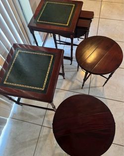 Pair Of Mahogany Nesting Tables 19.5”x19.5”x23”H