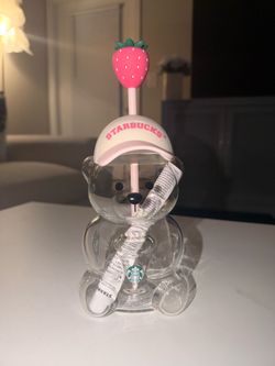 Viral Starbucks Pink Bearista Glass Cold Cup – Strawberry Edition – Brand New