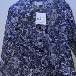 NWT Keren Hart Y2K Grey Button Up