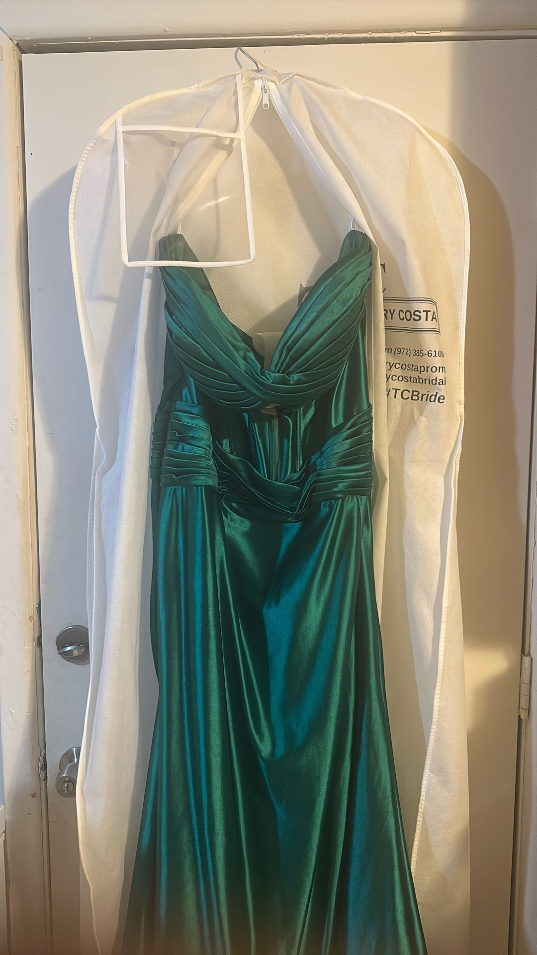 Emerald Green Strapless Prom Dress From Terry Costa