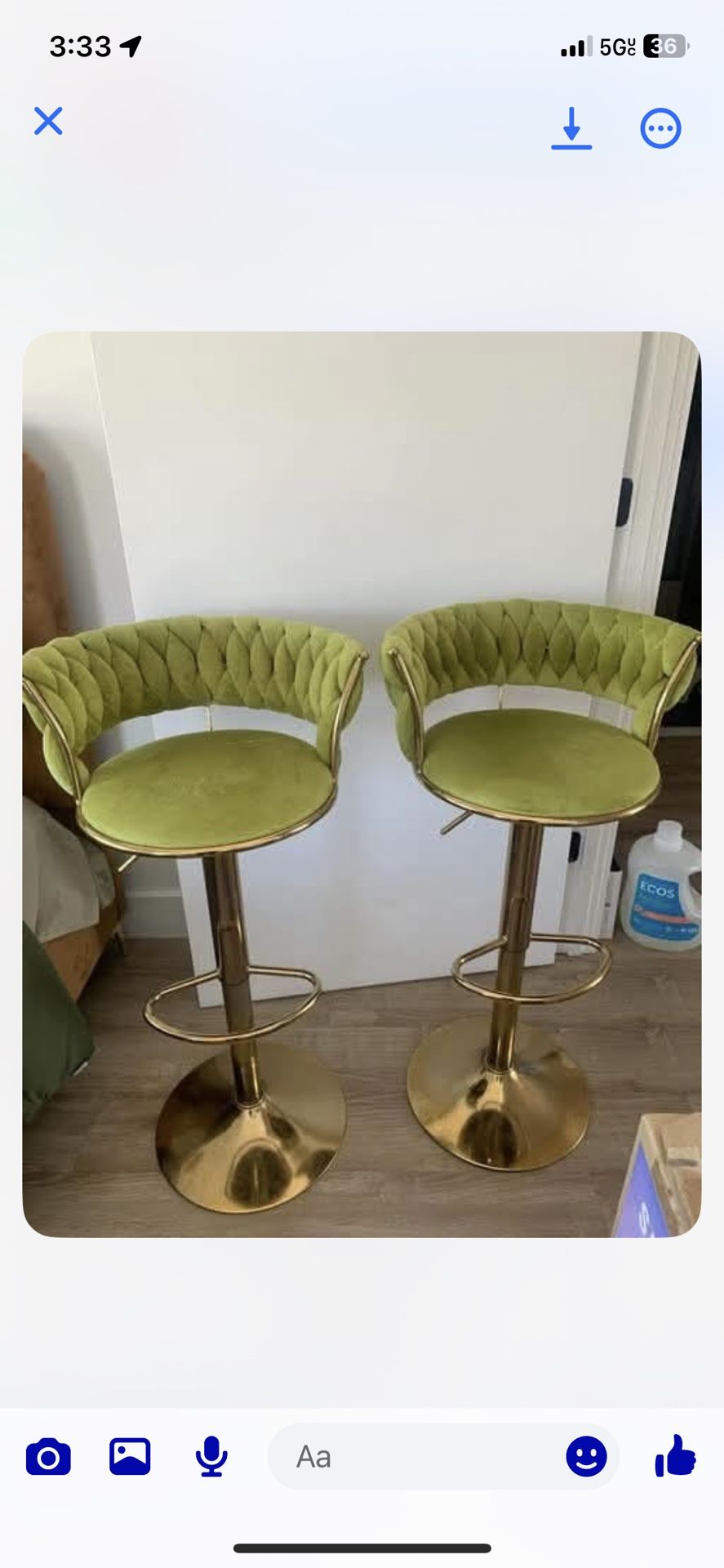 2 Green Bar Stools