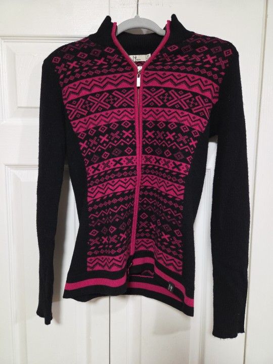 NEVE DESIGNS FULL ZIP SWEATER 100% WOOL ARTISTIC EX. QUALITY MED WINTER NWOT