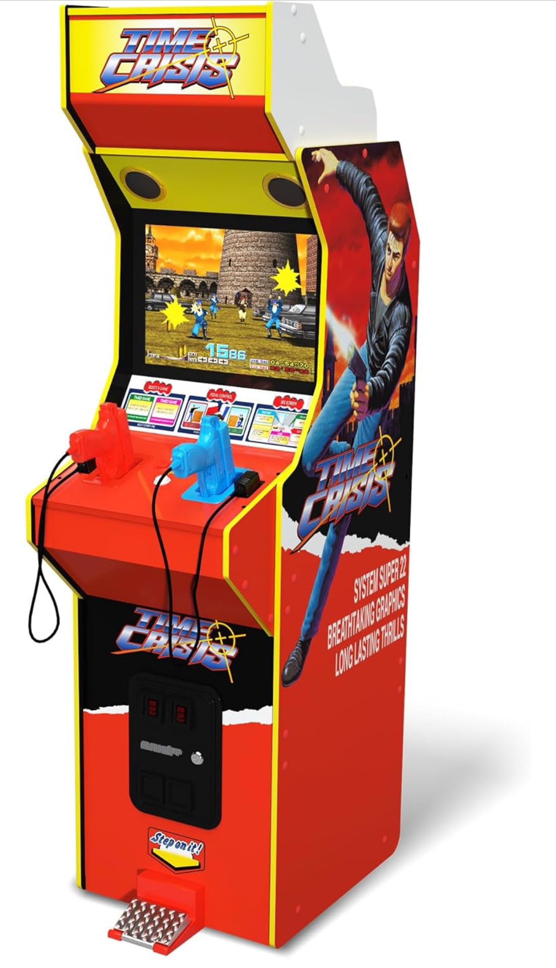 Arcade1Up 17 Inch High Resolution LCD Screen Multiplayer TIME Crisis Arcade Machine with Stand