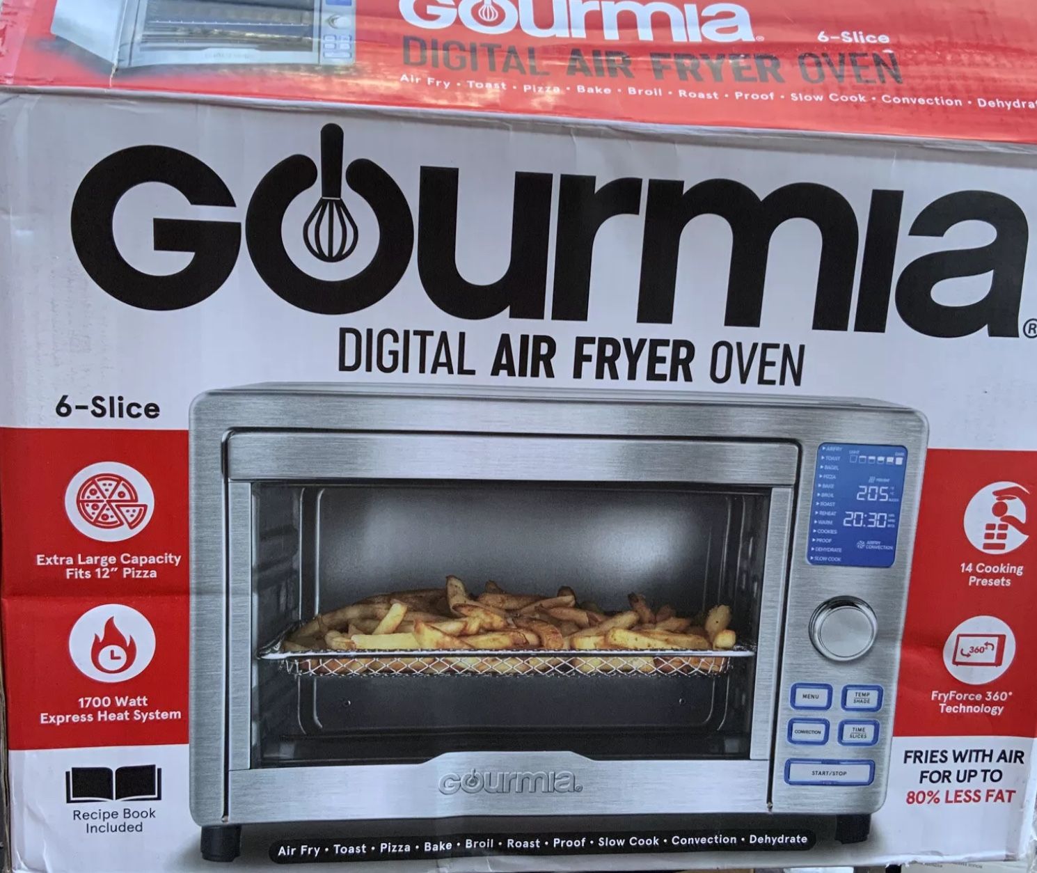 🎁 $50 Gourmia Digital Stainless Steel Toaster 6-slice Oven Air Fryer – Silver🆕AS SHOWN/WHS A4/A2/L5/D9/L14/M7