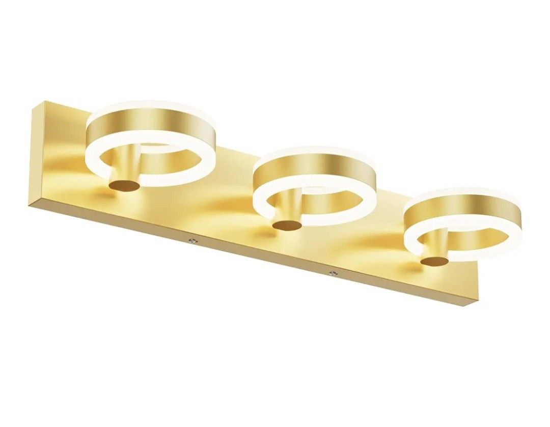 Phixart LED 3-light Vanity Fixture Gold Rotatable Lamps Dimmable 24in New