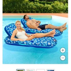 Aqua Luxury Inflatable Pool Recliner, 2-pack $45
