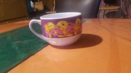COLLECTIBLE LOONEY TUNES LARGE TWEETY BIRD NOTES GIBSONÂ WIDE COFFEE MUG CUP