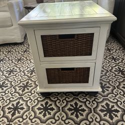 White 2 Drawer Side Table 