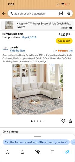 Unopened Beige Sectional Couch