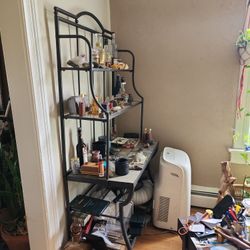 Stone Top Glass Shelved Bar W/ Wine Rack