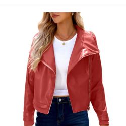 $20  Brand New Faux Leather Jacket Red Size Extra Small 