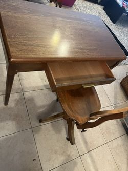 Jackson Desk Vintage And True Antique With Swivel Chair! Solid Mid Century. 