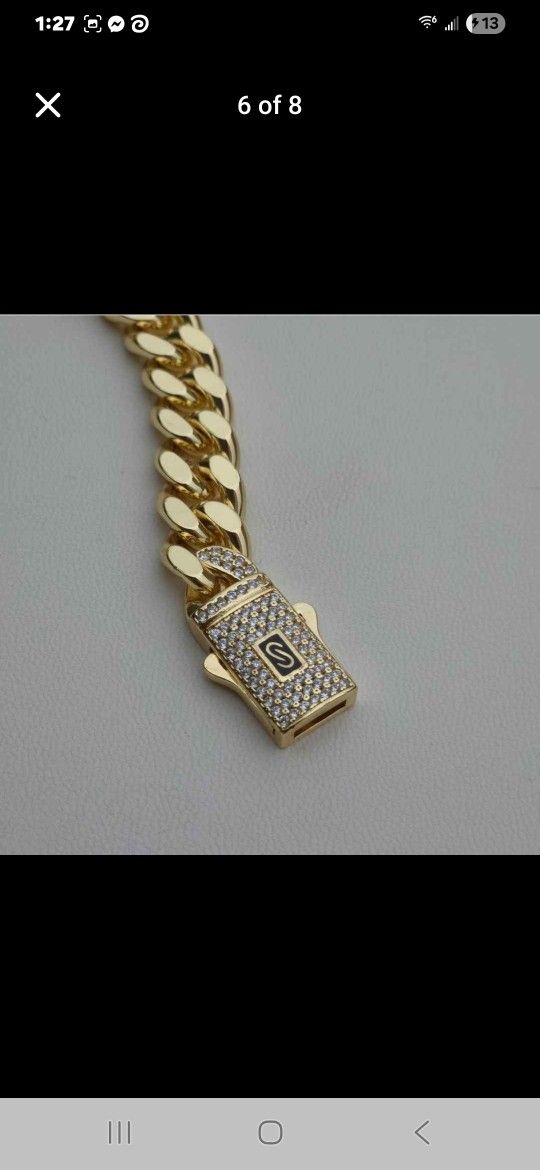 Mens 8 Inch Gold Plated Bracelet 