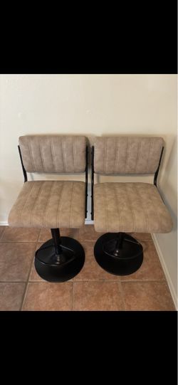 Faux Leather Adjustable Height Swivel Bar Stools ( great condition) Both for $90