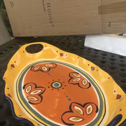 Princess House Hand Painted Ceramic Tray/ Bandeja De Cerámica