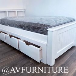 Twin Bed W Drawers And Mattress 