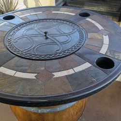 Barrel table with ice bucket