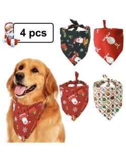 Brand new! Christmas Bandanas for Dogs Thanksgiving Dog Bandana Triangle Cotton Handkerchiefs Scarf Bibs (4Pack)