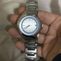 japan movement silver and blue watch 