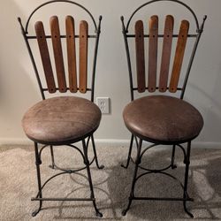 Two Bar Stools (Iron Legs) 