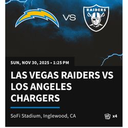 Chargers vs Raiders Tickets 11/30/25  $250 Each 