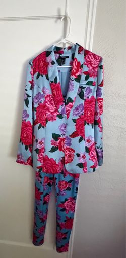 Floral Print Blazer and Pants Set