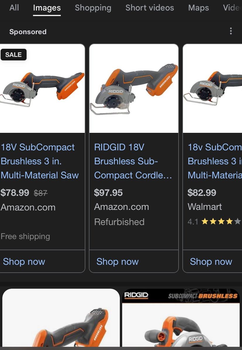 Rigid 18v Subcompact Saw. New