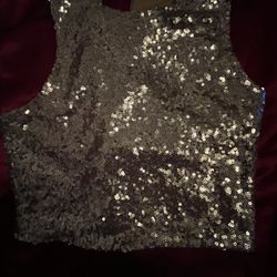 Cropped Sequin Tank Top