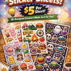 Custom Sticker Sheets – $5 Each | Unique Designs