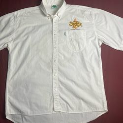 Vintage Be Green  Mexican button up Shit  Frog Logo, And Patches Men’s Sz(M)