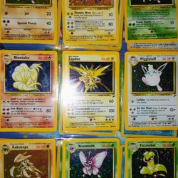 VINTAGE 1990s Pokemon Holographic Cards Zapdos Chansey Poliwrath Holo Card Collection 