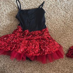 Onesie, Red Sparkly Skirt, Jacket, And Scrunchie
