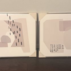 Minimalist 24x24 Neutral Abstract Wall Art – Set of 2 Framed Prints