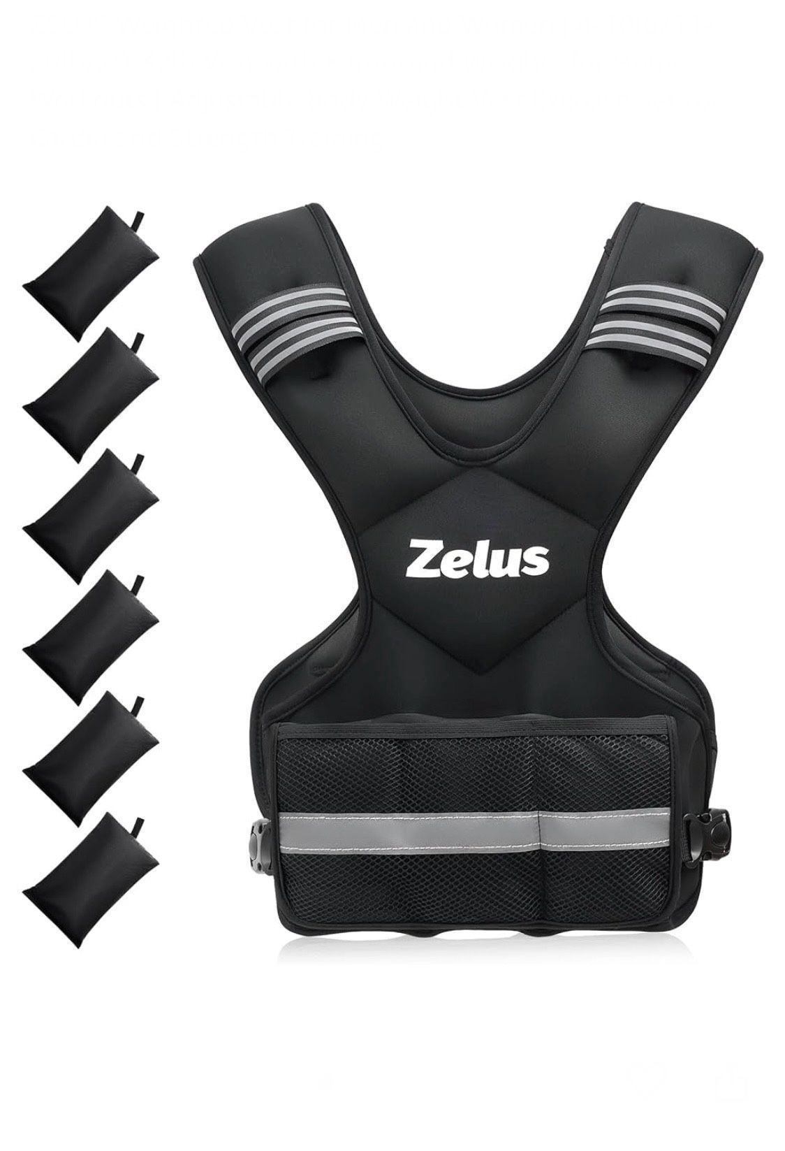 ZELUS Weighted Vest for Men and Women 32 Lbs with 6 Ironsand Weights for Home Workouts | Adjustable Body Weight Vest Exercise Set for Cardio and Stren