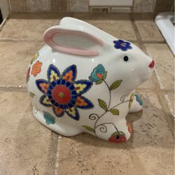 Floral Bunny Piggy Bank