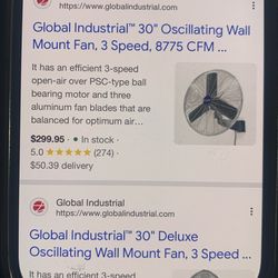 Global 30” Wall Mounting Fan