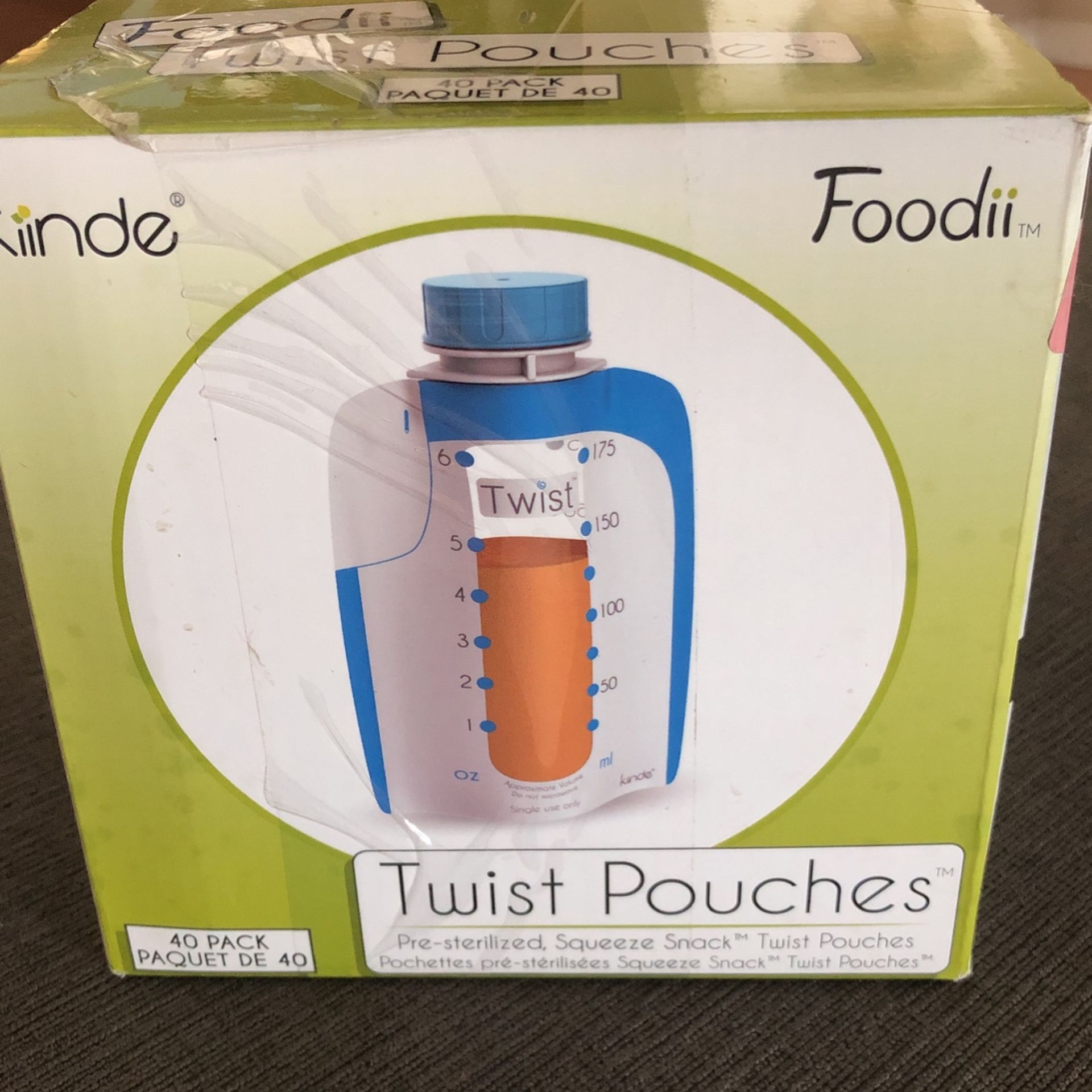 kiinde Foodii Twist Pouches Milk Formula Food Breastmilk Pureed Food 40 PACK