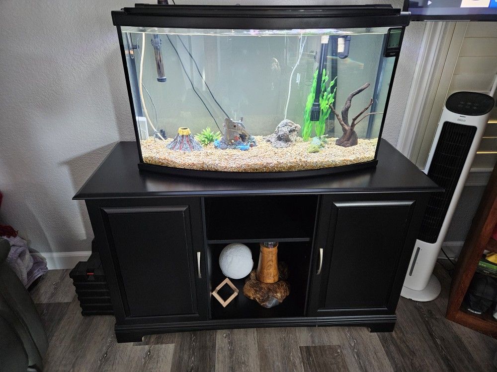 MUST GO!! Aquarium 45 Gallon Bow front With Table And Accessories