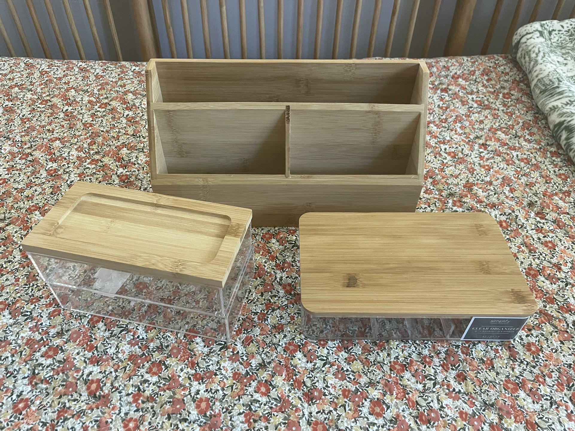 Set of 3 Boho Bamboo Lid Storage Containers/Boxes