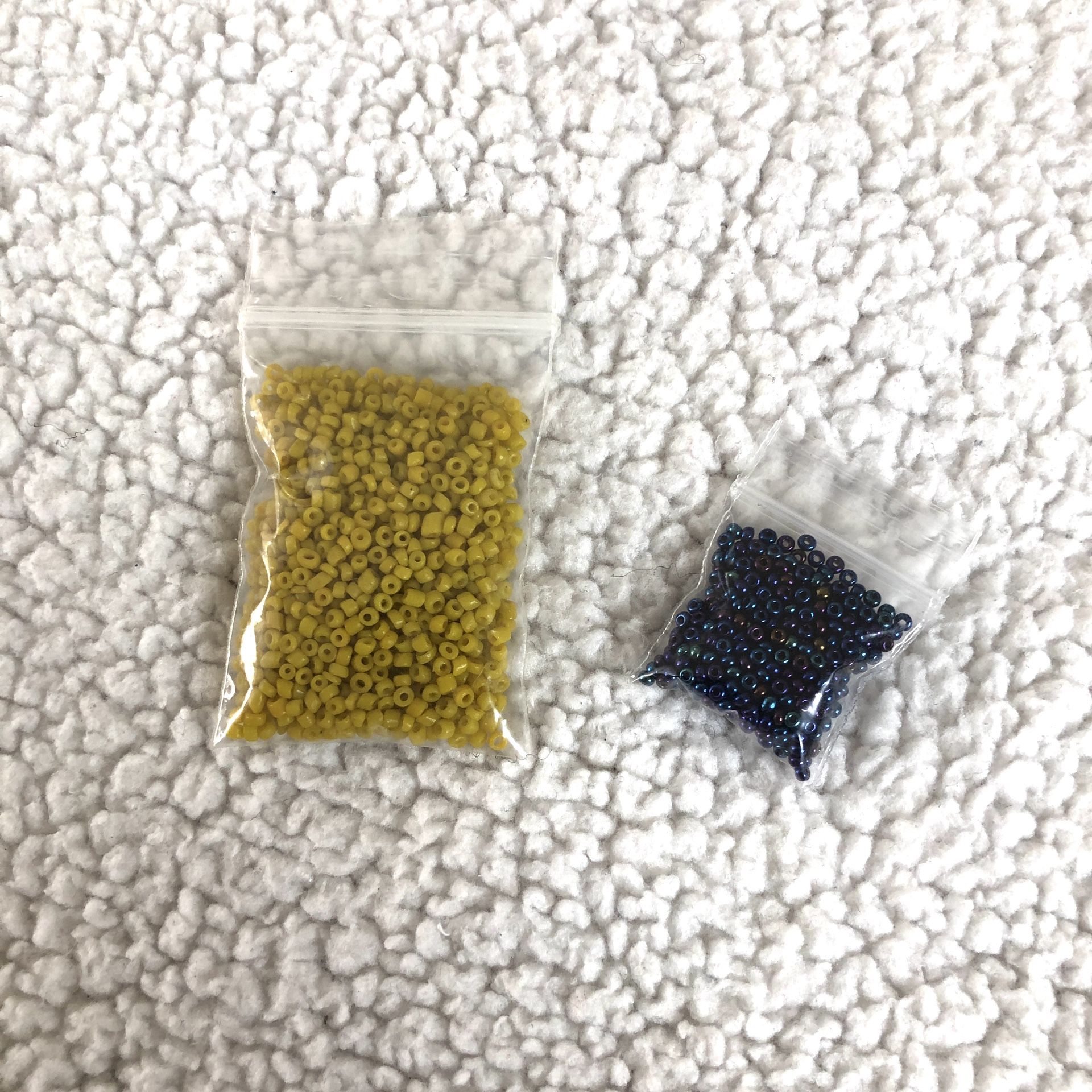 Tiny Seed Beads Yellow Iridescent Blue Purple
