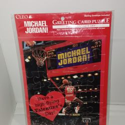 VINTAGE MICHAEL AIR JORDAN 1991 CLEO GREETING CARD PUZZLE NEW NOS VALENTINES DAY
