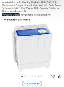 Auertech Portable Washing Machine, 28lbs Twin Tub Washer Mini Compact Laundry Machine with Drain Pump, Semi-automatic 18lbs Washer 10lbs Spinner Combo