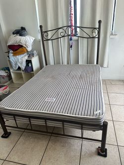 Twin Metal Bed Frame + Mattress