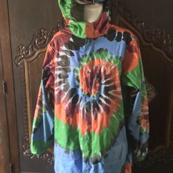 Lands End Women's Tie Dye XL 18/20 Rain Jacket