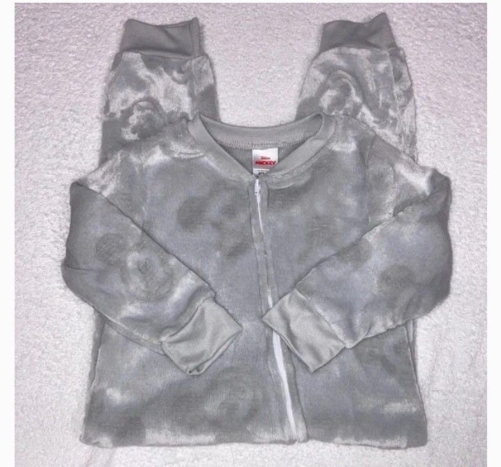 Disney Mickey Mouse Fleece Plush Toddler 2T Zip Up Sleeper