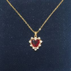 Ruby & Sapphire Heart Necklace