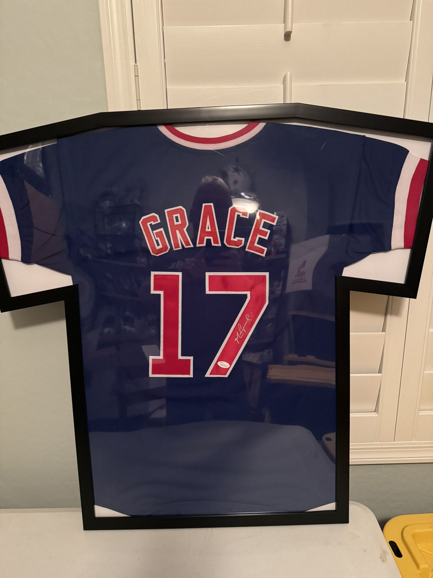 Mark Grace Chicago Cubs Framed Signed Jersey 